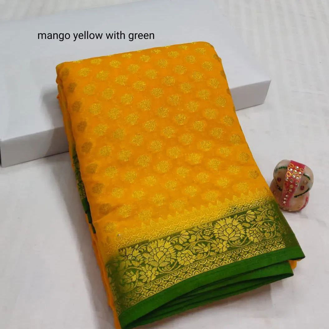 Ritika Gold Zari Pure Khadi Georgette Sarees Catalog